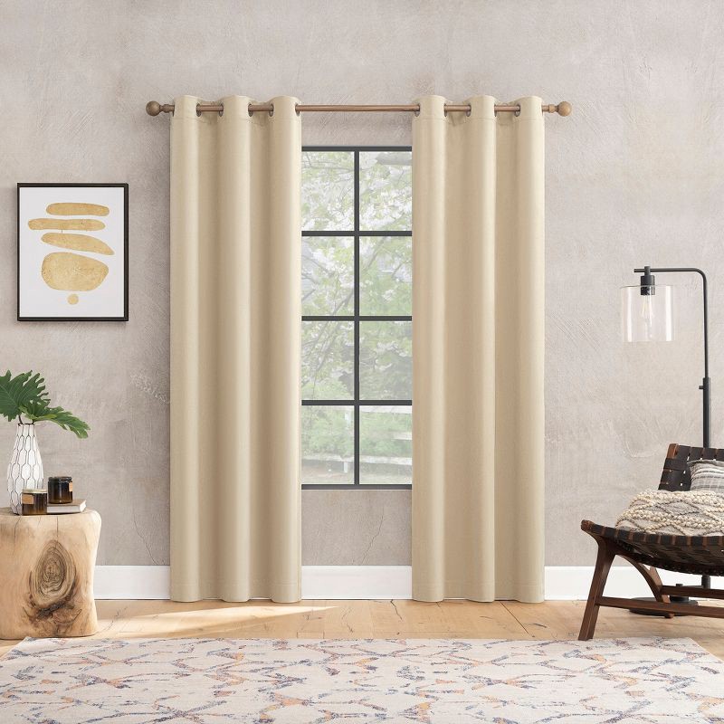 slide 6 of 8, 40"x84" Sun Zero Brighton Velvet 100% Blackout Grommet Curtain Panel Taupe: Energy Efficient, Noise Reduction, Thermal Insulated, 1 ct