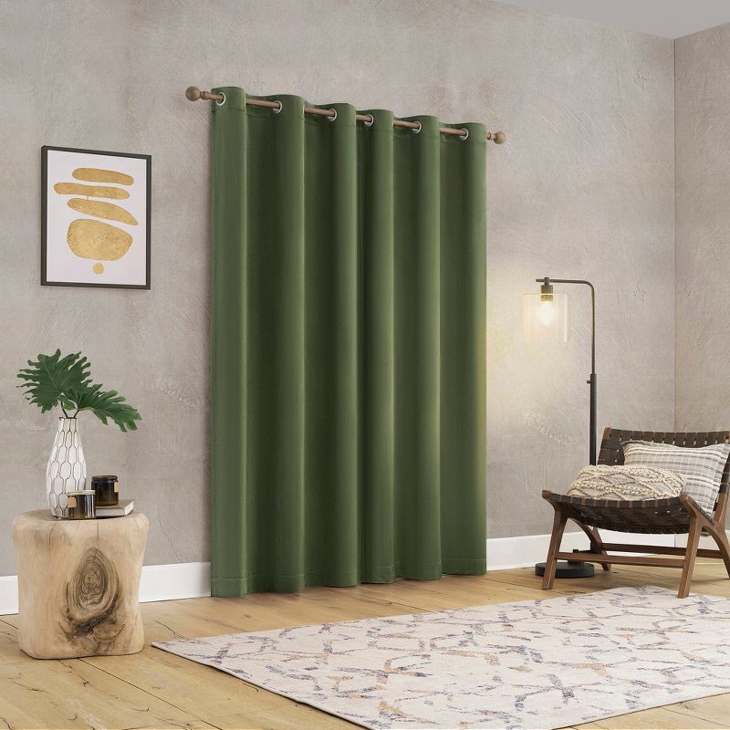 slide 2 of 8, 40"x84" Sun Zero Brighton Velvet 100% Blackout Grommet Curtain Panel Sage Green: Modern Noise Reduction, Energy Efficient, 1 ct