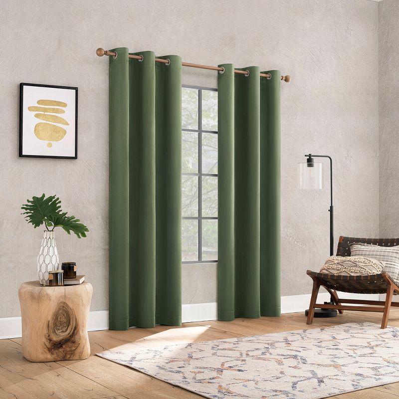 slide 5 of 8, 40"x84" Sun Zero Brighton Velvet 100% Blackout Grommet Curtain Panel Sage Green: Modern Noise Reduction, Energy Efficient, 1 ct