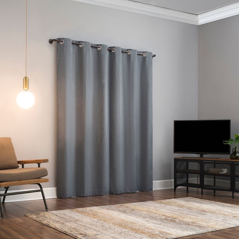 slide 2 of 9, 2pc 37"x63" Sun Zero Halleck Vertical Strie 100% Blackout Grommet Curtain Panel Pair Slate Blue: Modern Thermal Insulated, 2 ct