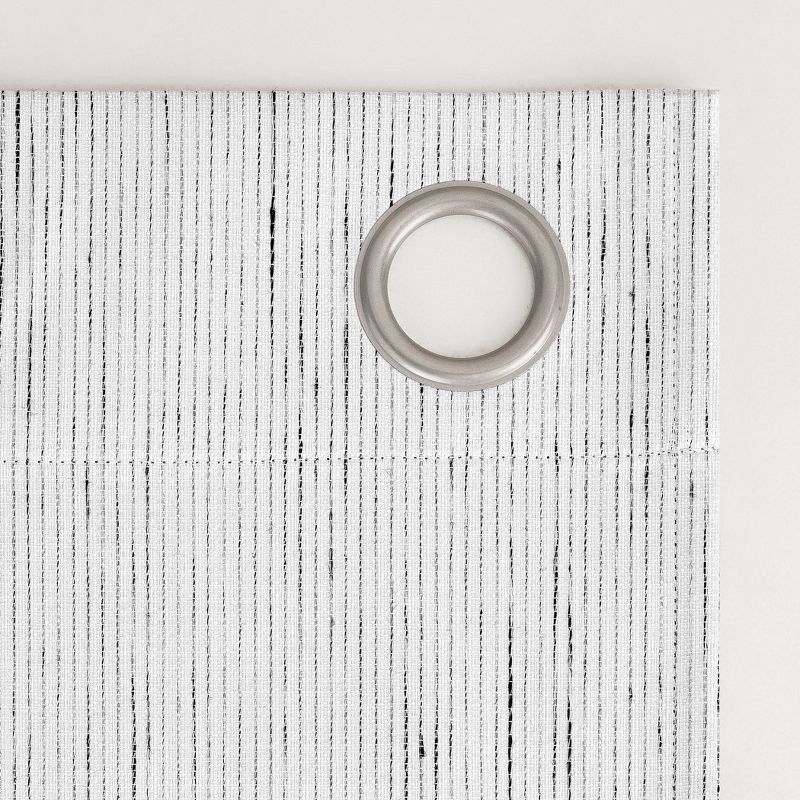 slide 4 of 9, 2pc 37"x63" Sun Zero Halleck Vertical Strie 100% Blackout Grommet Curtain Panel Pair Pearl: Modern Thermal Insulated, 2 ct