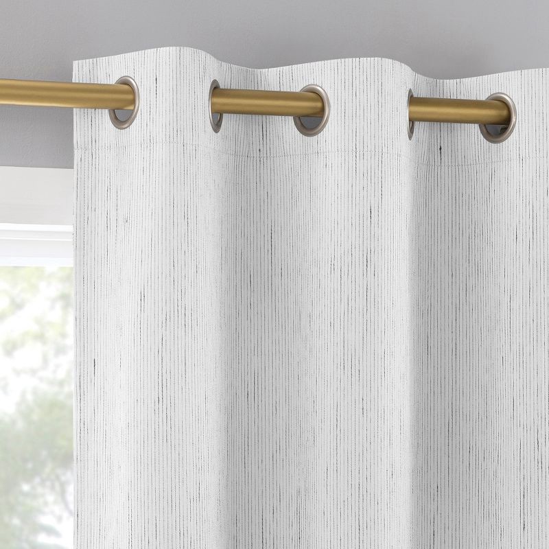 slide 1 of 9, 2pc 37"x63" Sun Zero Halleck Vertical Strie 100% Blackout Grommet Curtain Panel Pair Pearl: Modern Thermal Insulated, 2 ct