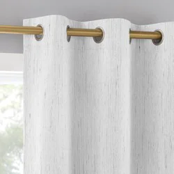 2pc 37"x63" Sun Zero Halleck Vertical Strie 100% Blackout Grommet Curtain Panel Pair Pearl: Modern Thermal Insulated