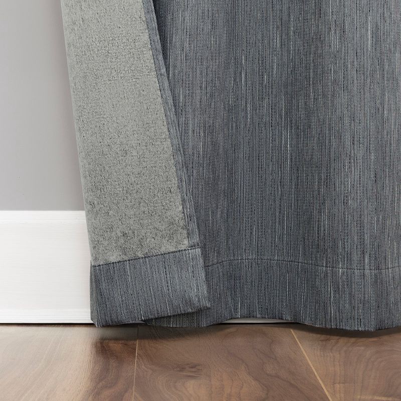 slide 5 of 9, 2pc 37"x84" Sun Zero Halleck Vertical Strie 100% Blackout Grommet Curtain Panel Pair Slate Blue: Modern Energy Efficient, Noise Reduction, 2 ct