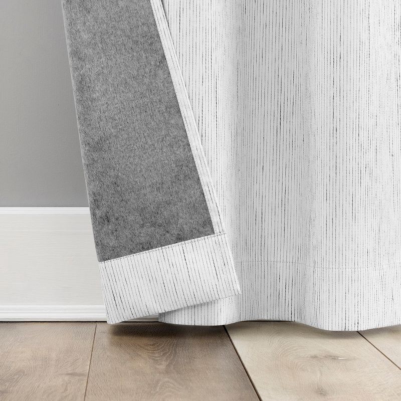 slide 5 of 9, 2pc 37"x84" Sun Zero Halleck Vertical Strie 100% Blackout Grommet Curtain Panel Pair Pearl: Modern Thermal Insulated, 2 ct