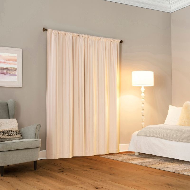 slide 2 of 8, 2pc 37"x84" Sun Zero Dimani Satin Striped 100% Blackout Rod Pocket Curtain Panel Pair Blush: Energy Efficient, Noise Reduction, 2 ct