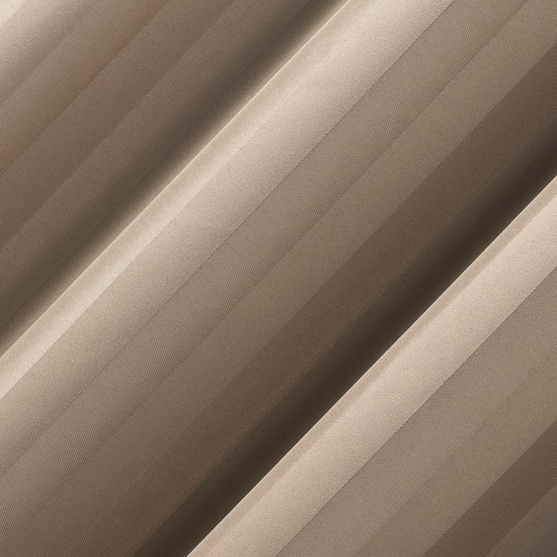 slide 3 of 8, 2pc 37"x84" Sun Zero Dimani Satin Striped 100% Blackout Rod Pocket Curtain Panel Pair Taupe: Energy Efficient, Noise Reduction, 2 ct