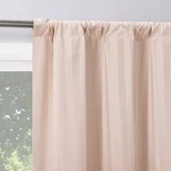 2pc 37"x63" Sun Zero Dimani Satin Striped 100% Blackout Rod Pocket Curtain Panel Pair Blush: Energy Efficient, Noise Reduction