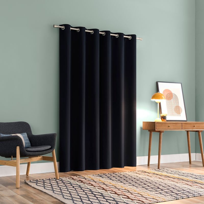 slide 2 of 9, 2pc 37"x63" Sun Zero Tedrow 100% Blackout Grommet Curtain Panel Pair Navy Blue: Thermal Insulated, Modern Decor, 2 ct