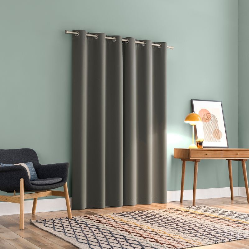slide 2 of 7, 2pc 37"x84" Sun Zero Tedrow 100% Blackout Grommet Curtain Panel Pair Gray: Modern Energy Efficient, Noise Reduction, Thermal Insulated, 2 ct