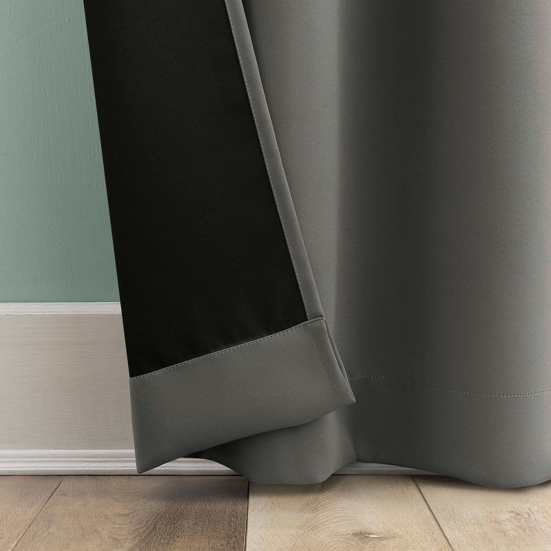 slide 4 of 7, 2pc 37"x84" Sun Zero Tedrow 100% Blackout Grommet Curtain Panel Pair Gray: Modern Energy Efficient, Noise Reduction, Thermal Insulated, 2 ct