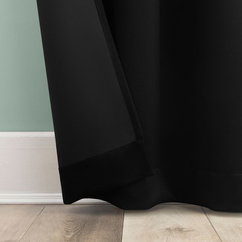 slide 4 of 8, 2pc 37"x63" Sun Zero Tedrow 100% Blackout Grommet Curtain Panel Pair Black: Modern Thermal Insulated, Noise Reduction, 2 ct