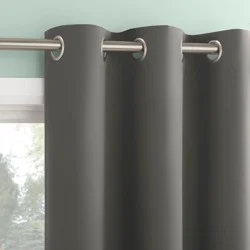 2pc 37"x63" Sun Zero Tedrow 100% Blackout Grommet Curtain Panel Pair Gray: Modern Thermal Insulated, Noise Reduction