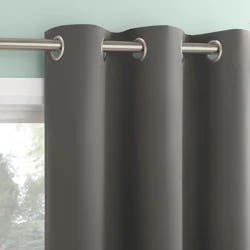 2pc 37"x63" Sun Zero Tedrow 100% Blackout Grommet Curtain Panel Pair Gray: Modern Thermal Insulated, Noise Reduction