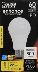 Feit Electric Light Bulb, LED, Bright White, 8.8 Watts