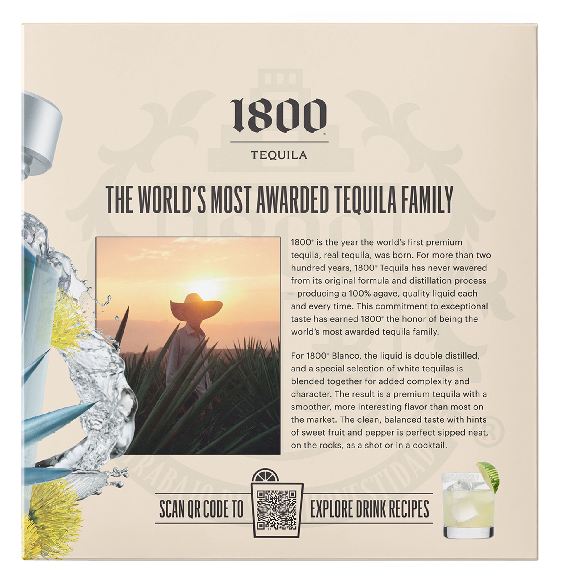 slide 4 of 5, 1800 Tequila Blanco with Taco Holder 80 Proof - 750 ml, 750 ml