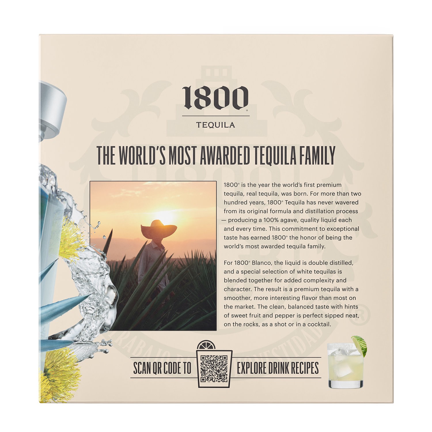 slide 5 of 5, 1800 Tequila Blanco with Taco Holder 80 Proof - 750 ml, 750 ml