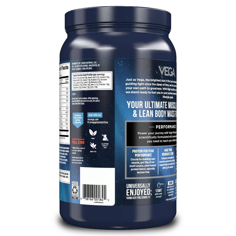 slide 2 of 4, Vega Performance Protein + Creatine Plant Based Vegan Powder - Vanilla - 22oz, 22 oz