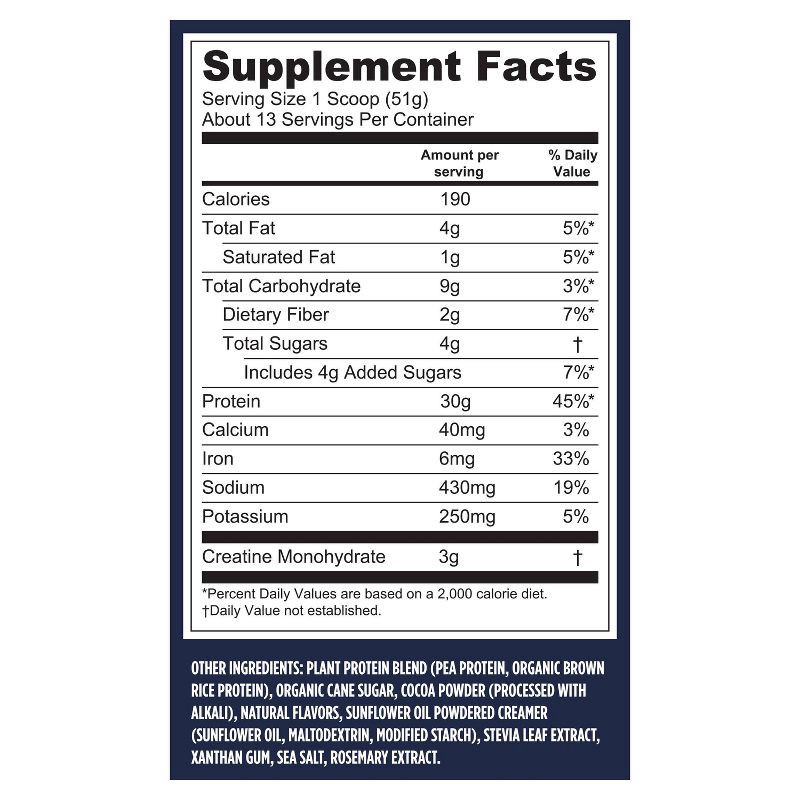 slide 5 of 5, Vega Performance Protein + Creatine Plant Based Vegan Powder - Chocolate - 23.4oz, 23.4 oz