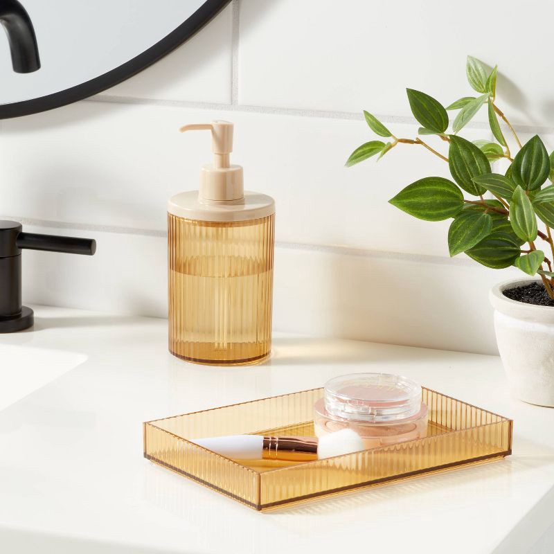 slide 2 of 4, Ribbed Soap Pump Tan - Room Essentials™, 1 ct