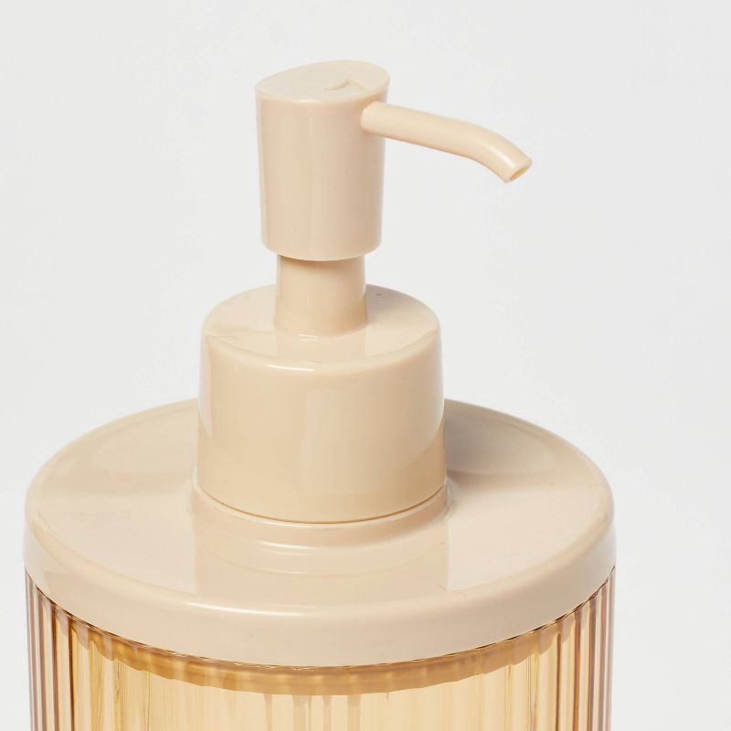slide 3 of 4, Ribbed Soap Pump Tan - Room Essentials™, 1 ct