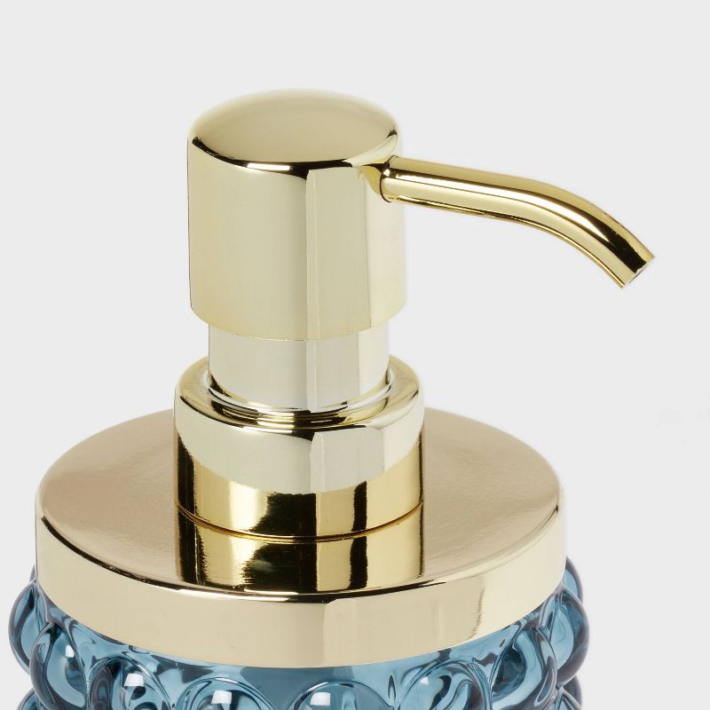 slide 3 of 4, Textured Glass Soap Pump Blue - Threshold™, 1 ct