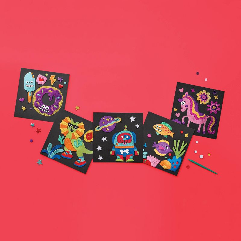 slide 2 of 4, 5ct Foil Art Craft Kit - Mondo Llama™, 5 ct