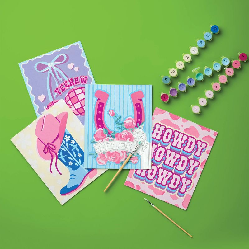 slide 2 of 4, 4ct Paint-by-Number Coquette Disco Cowgirl - Mondo Llama™, 4 ct