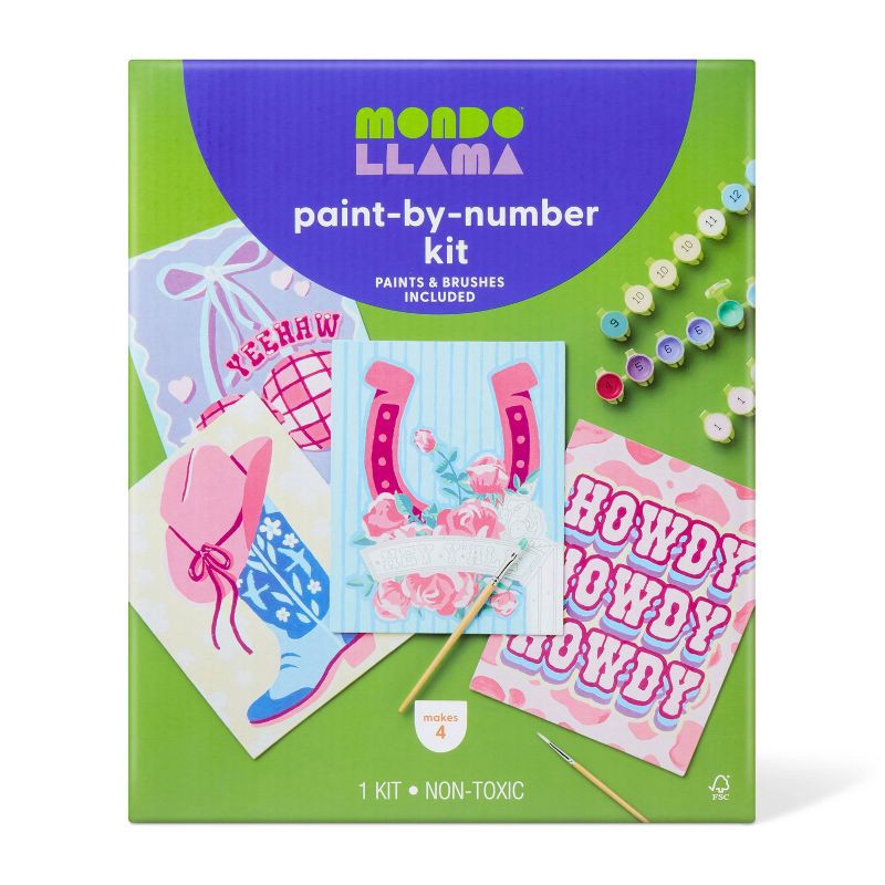 slide 1 of 4, 4ct Paint-by-Number Coquette Disco Cowgirl - Mondo Llama™, 4 ct