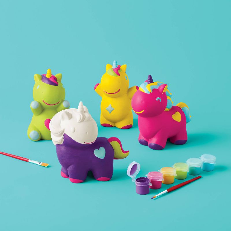 slide 2 of 4, 4ct Ceramic Unicorn Painting Craft Kit - Mondo Llama™, 4 ct
