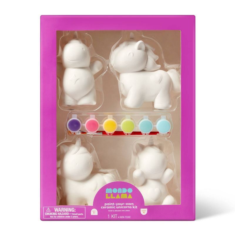 slide 1 of 4, 4ct Ceramic Unicorn Painting Craft Kit - Mondo Llama™, 4 ct