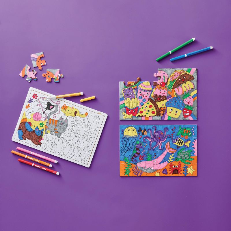 slide 2 of 4, 3ct Color-Your-Own Puzzles Craft Kit - Mondo Llama™, 3 ct