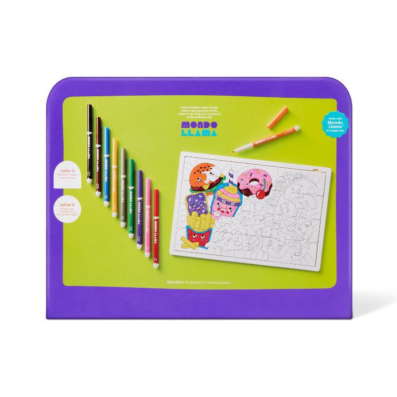 slide 4 of 4, 3ct Color-Your-Own Puzzles Craft Kit - Mondo Llama™, 3 ct