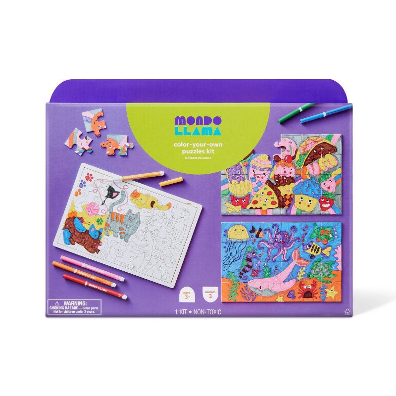 slide 1 of 4, 3ct Color-Your-Own Puzzles Craft Kit - Mondo Llama™, 3 ct