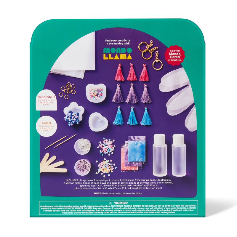 slide 4 of 4, 9ct Resin Key Chain or Bag Charm Craft Kit - Mondo Llama™, 9 ct