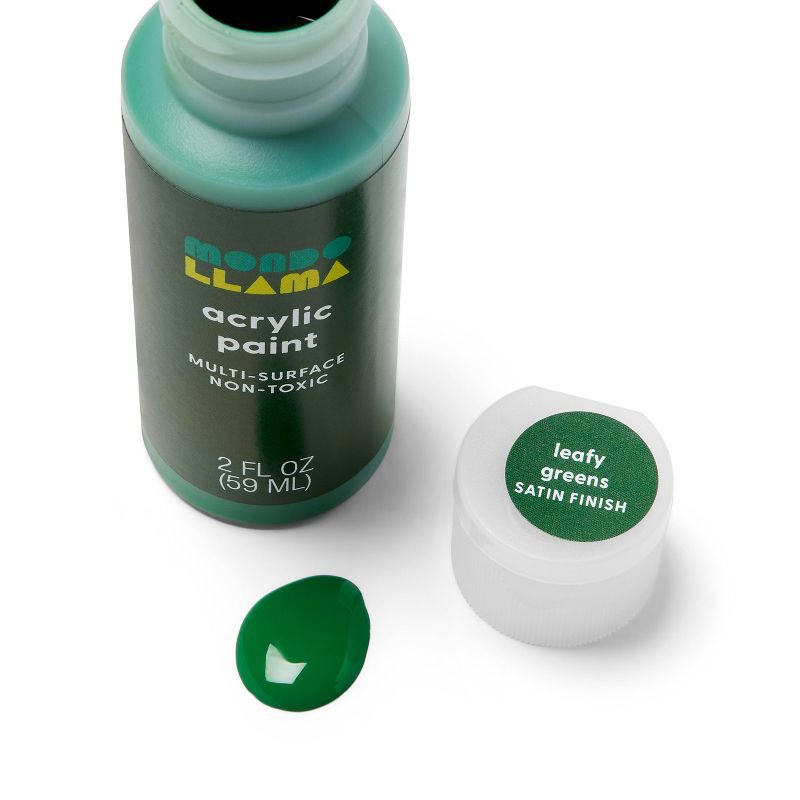 slide 2 of 3, 2oz Satin Acrylic Paint Leafy Greens - Mondo Llama™, 2 oz