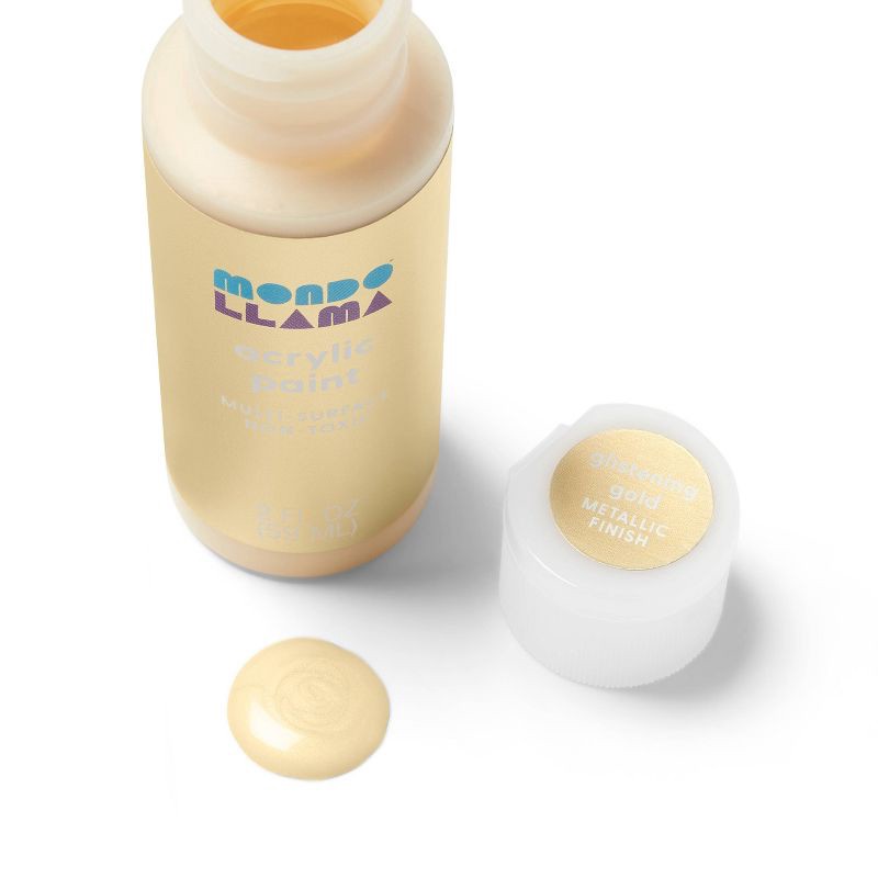 slide 2 of 3, 2oz Metallic Acrylic Paint Glistening Gold - Mondo Llama™, 2 oz