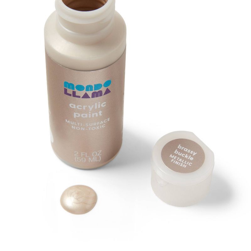 slide 2 of 3, 2oz Metallic Acrylic Paint Brassy Buckle - Mondo Llama™, 2 oz