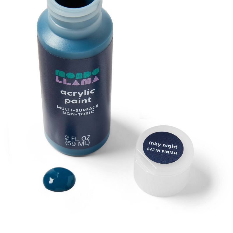 slide 2 of 3, 2oz Satin Acrylic Paint Inky Night - Mondo Llama™, 2 oz