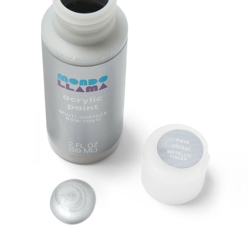 slide 2 of 3, 2oz Metallic Acrylic Paint New Nickel - Mondo Llama™, 2 oz