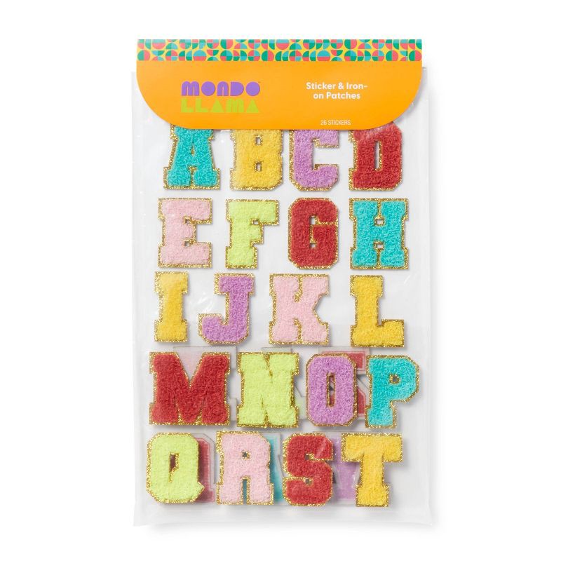 slide 1 of 3, 26ct Adhesive Letter Patches - Mondo Llama™, 26 ct