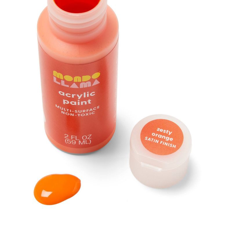 slide 2 of 3, 2oz Satin Acrylic Paint Zesty Orange - Mondo Llama™, 2 oz