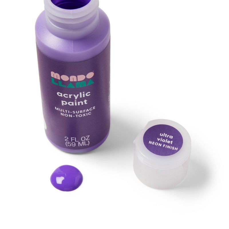 slide 2 of 3, 2oz Neon Acrylic Paint Ultra Violet - Mondo Llama™, 2 oz