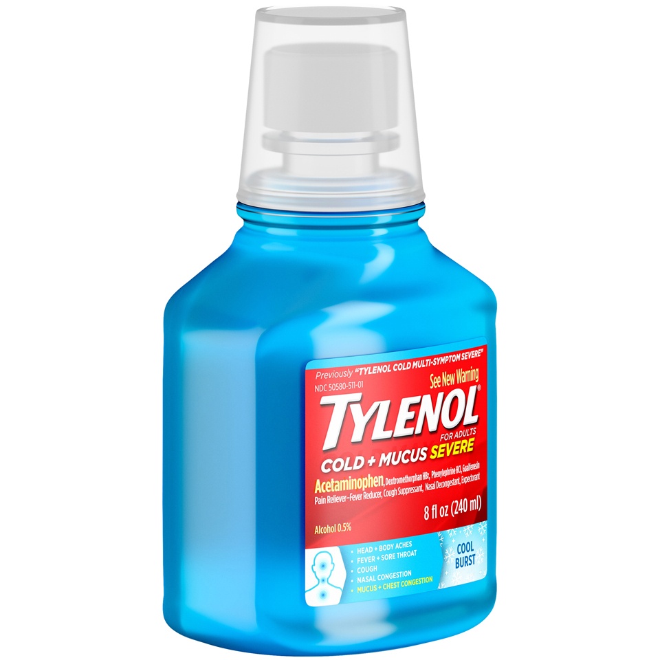 slide 6 of 6, Tylenol Cold Mucus Severe Daytime Cool Burst Liquid, 8 fl oz