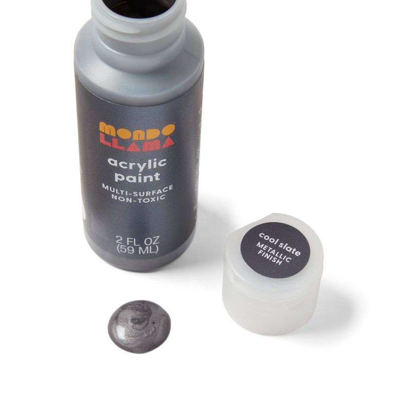 slide 2 of 3, 2oz Metallic Acrylic Paint Cool Slate - Mondo Llama™, 2 oz