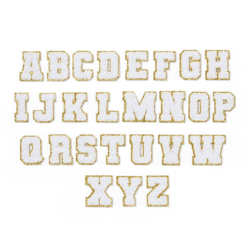 slide 2 of 3, 26ct White Adhesive Letter Patches - Mondo Llama™, 26 ct