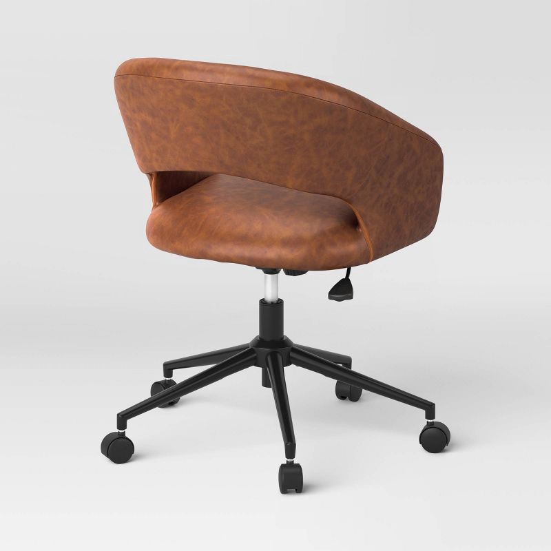 slide 3 of 5, Rolling Swivel Barrel Back Office Chair Walnut Brown - Room Essentials™, 1 ct