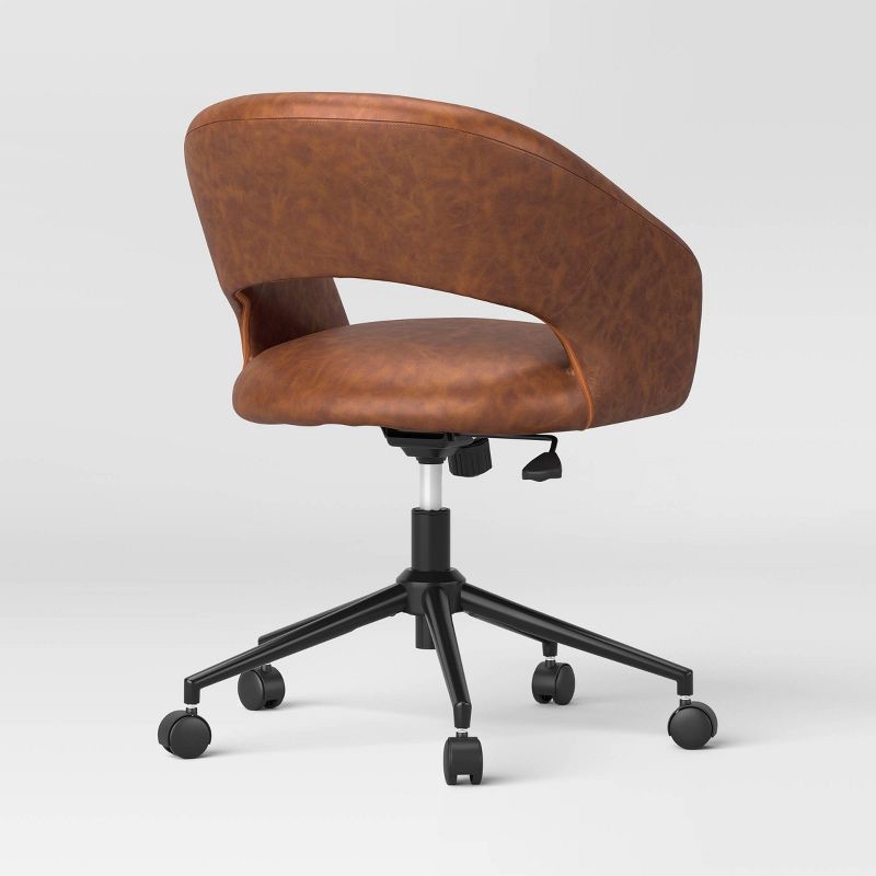 slide 4 of 5, Rolling Swivel Barrel Back Office Chair Walnut Brown - Room Essentials™, 1 ct