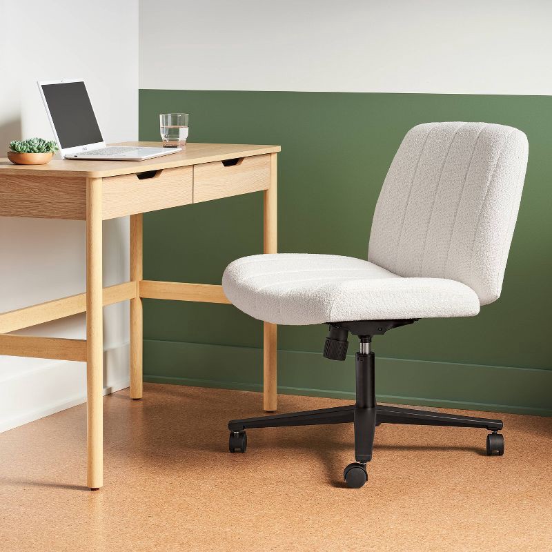 slide 2 of 5, Upholstered Criss Cross Armless Office Chair with Metal Swivel Base - Room Essentials™, 1 ct