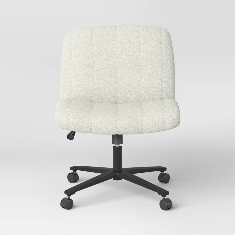 slide 3 of 5, Upholstered Criss Cross Armless Office Chair with Metal Swivel Base - Room Essentials™, 1 ct